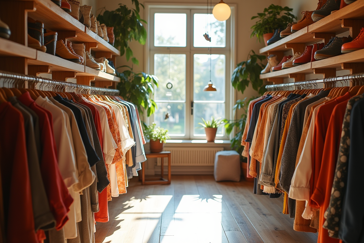 Boutique écologique avec vêtements durables et accessoires recyclés