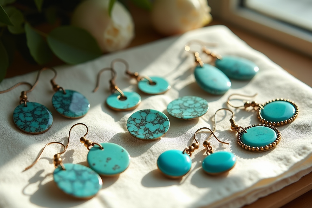 boucles d oreilles turquoise
