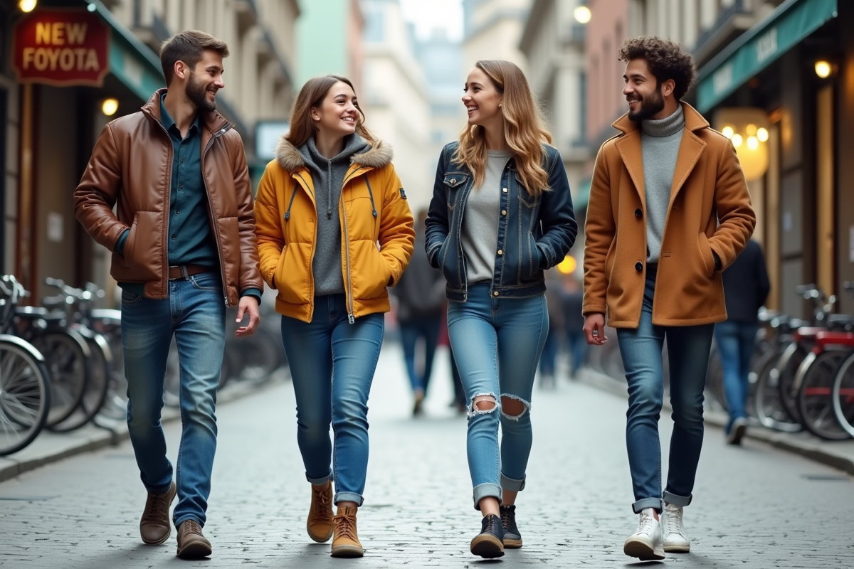 Groupe de jeunes adultes style urbain dans la ville